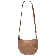 Bottega Veneta Intrecciato Taupe Woven Crossbody Handbag