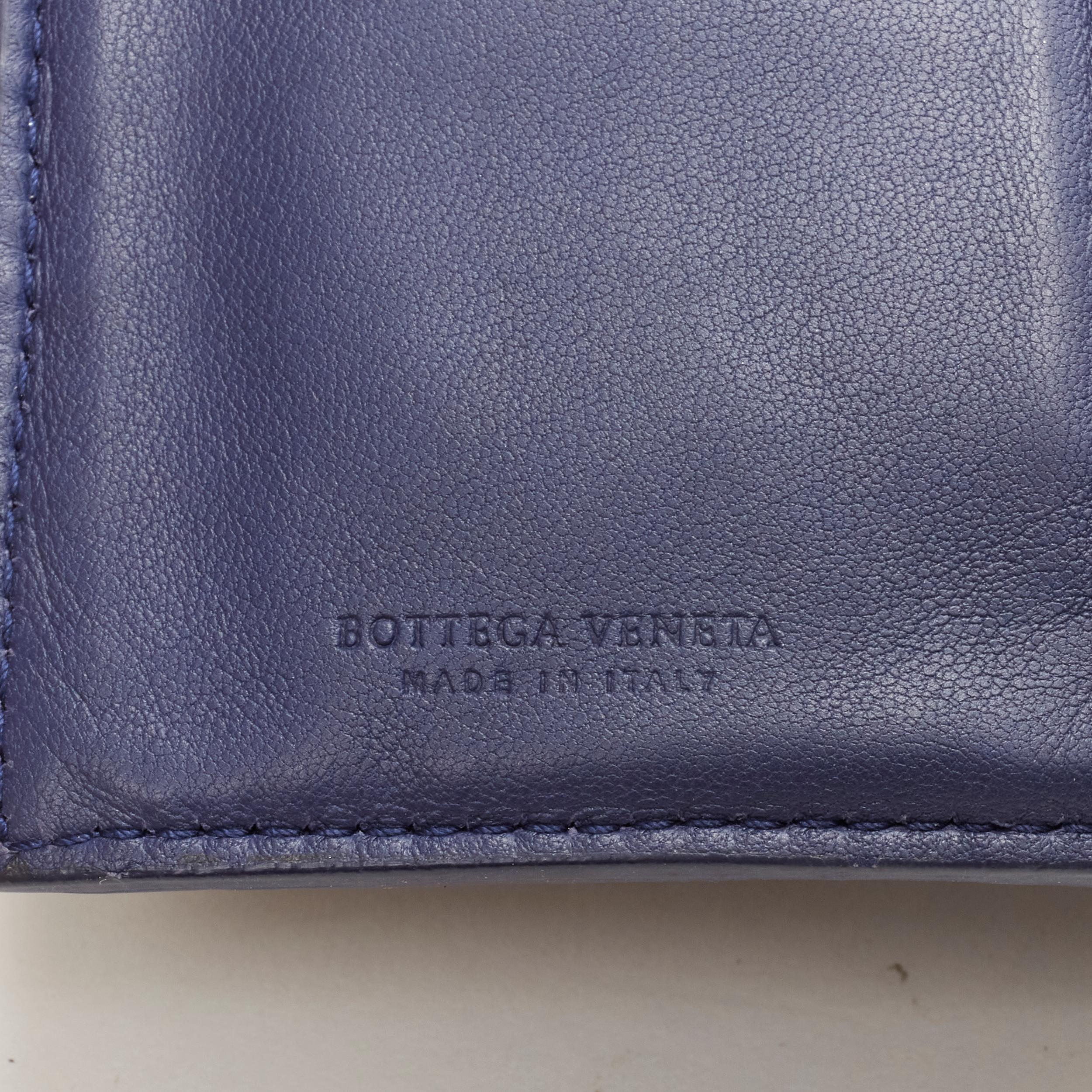 BOTTEGA VENETA Intrecciato Weave navy blue leather zip coins 10-slot wallet 6
