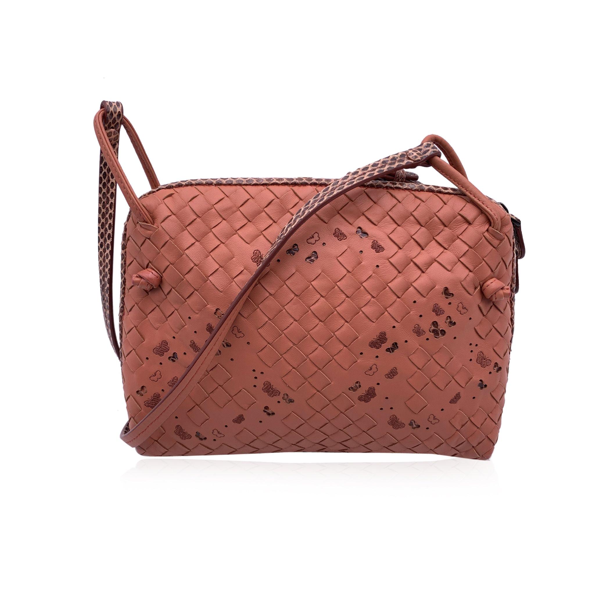 Brown Bottega Veneta Intrecciato Woven Butterfly Nodini Crossbody Bag