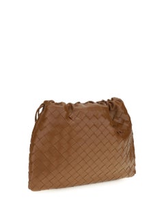 Bottega Veneta Intrecciato Woven Leather Clutch — Brown