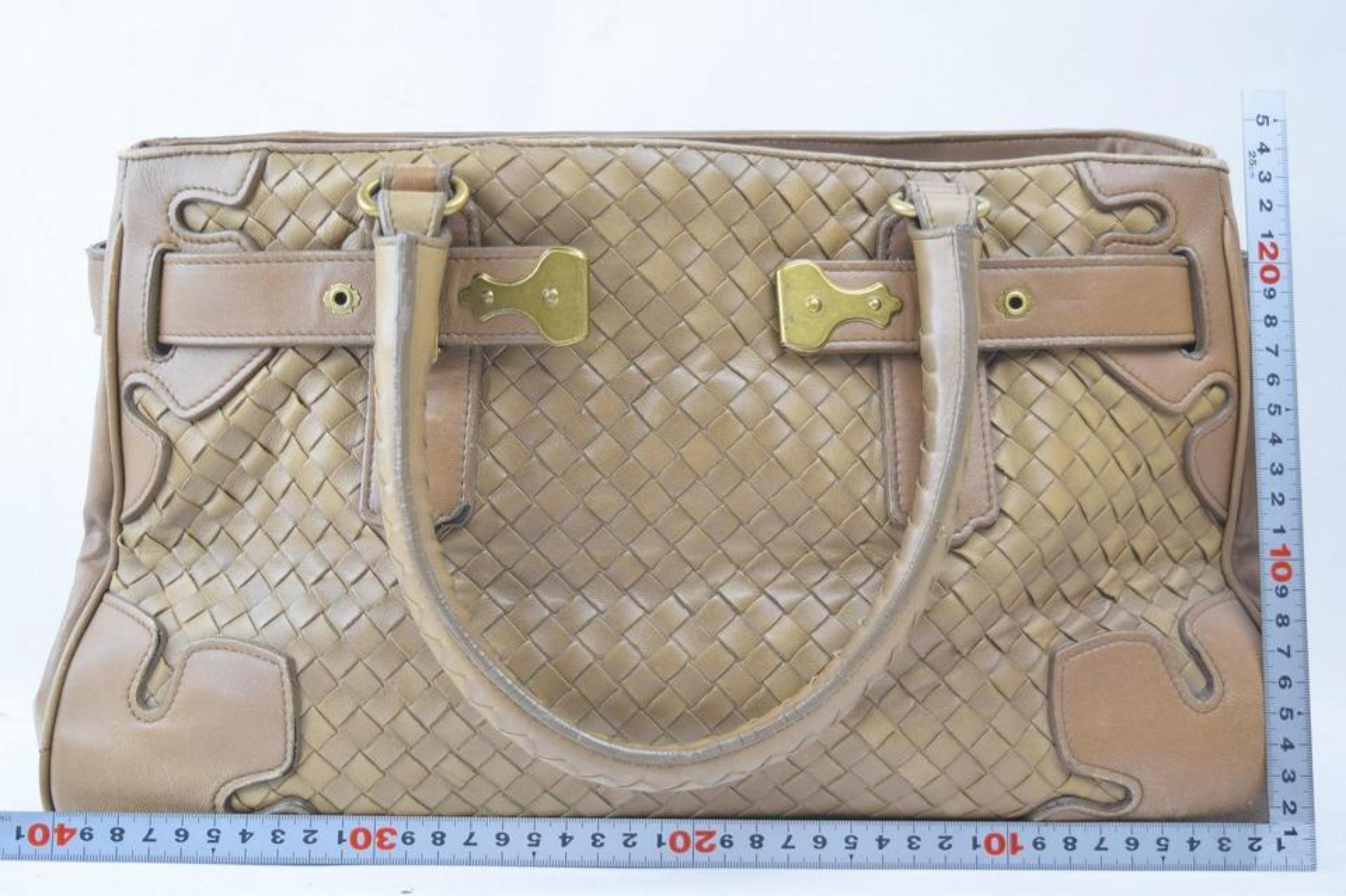 Bottega Veneta Intrecciato Woven Tote 865639 Brown Patent Leather Shoulder Bag For Sale 2