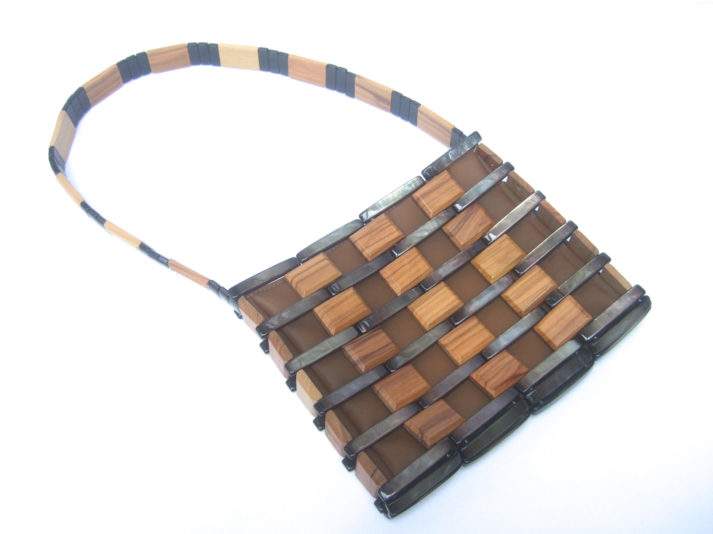 Bottega Veneta Italian Wood & Lucite Tile Diminutive Handbag c 1990s 3