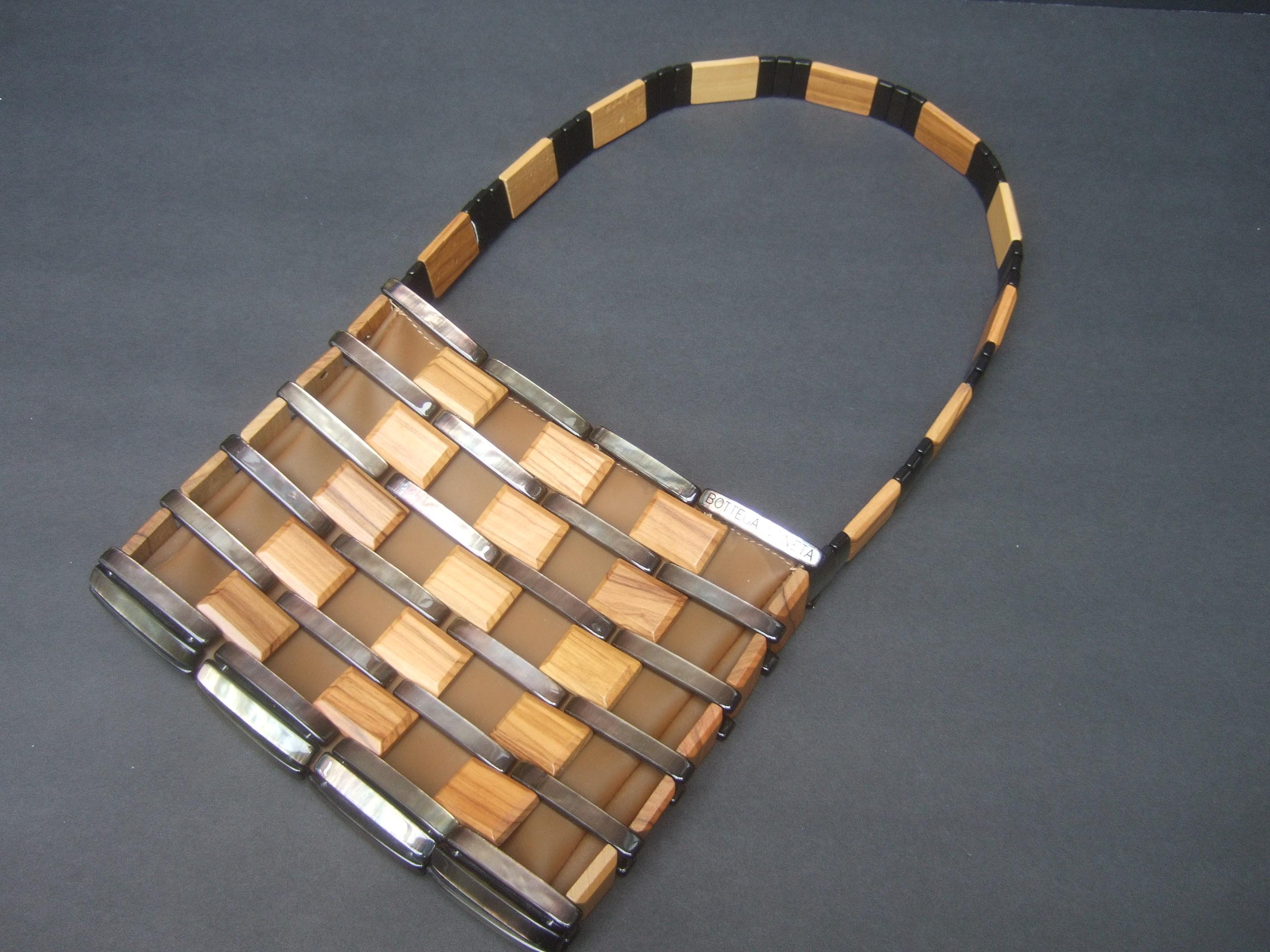 Bottega Veneta Italian Wood & Lucite Tile Diminutive Handbag c 1990s 1