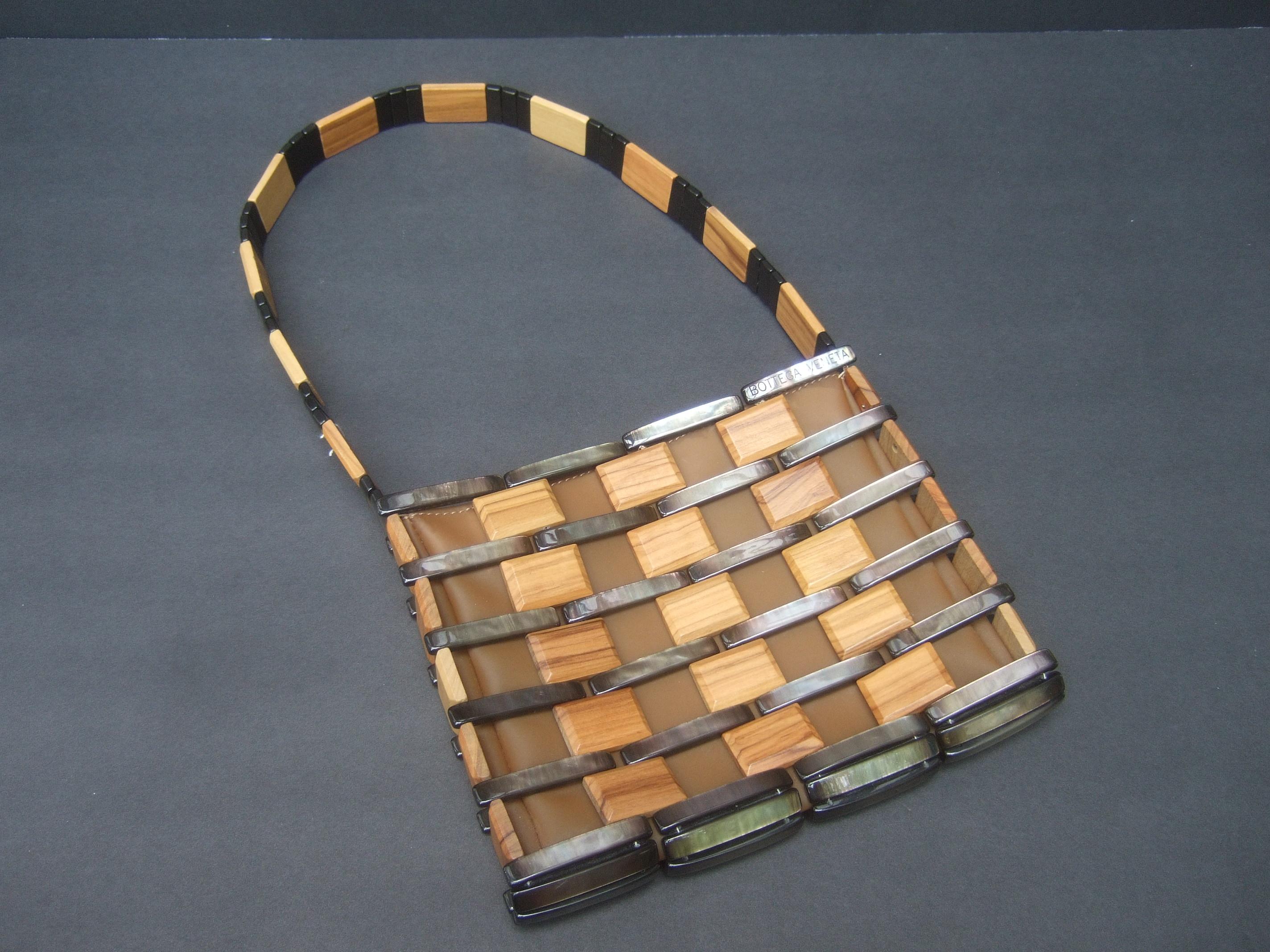 Bottega Veneta Italian Wood & Lucite Tile Diminutive Handbag c 1990s 2