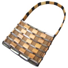 Bottega Veneta Italian Wood & Lucite Tile Diminutive Handbag c 1990s