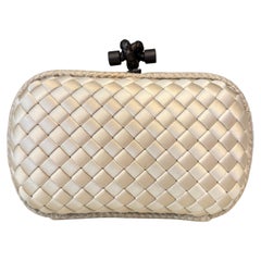 Bottega Veneta Ivory Color Satin Knot Clutch