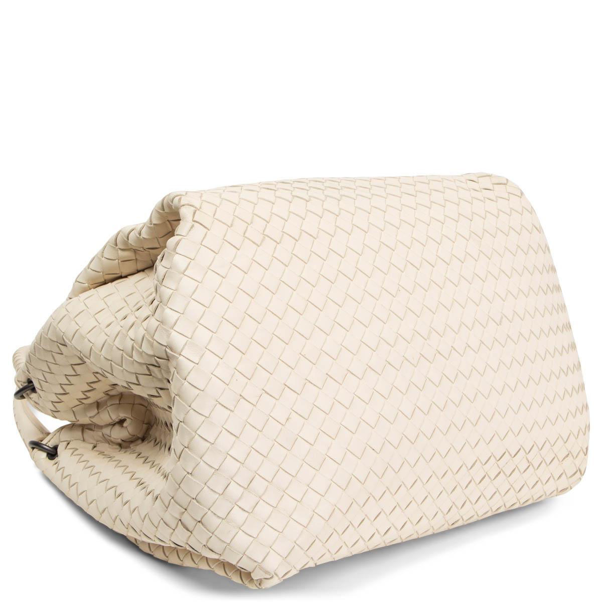Women's BOTTEGA VENETA ivory leather INTRECCIATO PARACHUTE HOBO Shoulder Bag