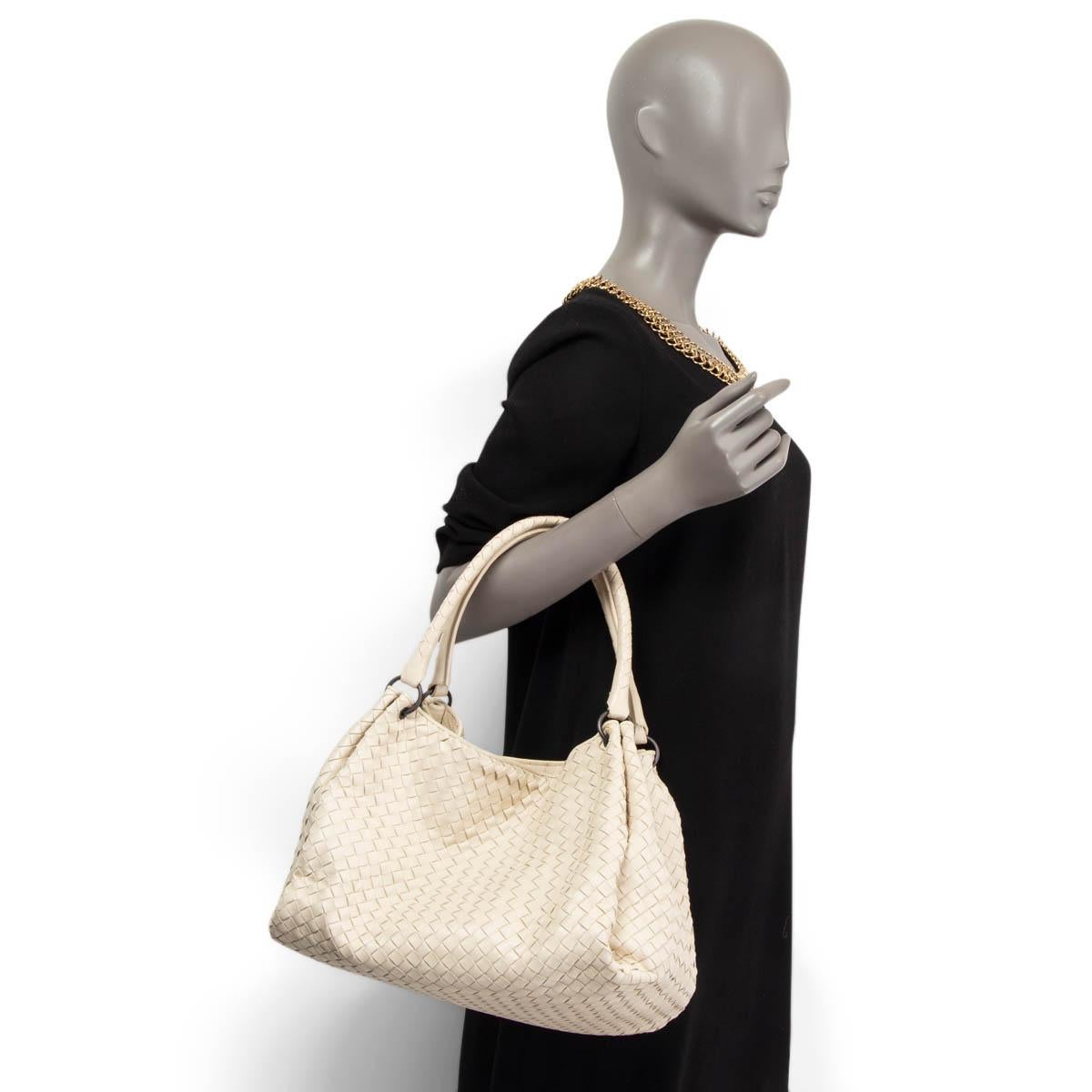 BOTTEGA VENETA ivory leather INTRECCIATO PARACHUTE HOBO Shoulder Bag 5