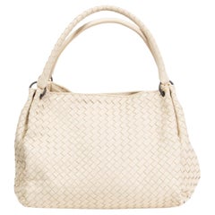 BOTTEGA VENETA ivory leather INTRECCIATO PARACHUTE HOBO Shoulder Bag