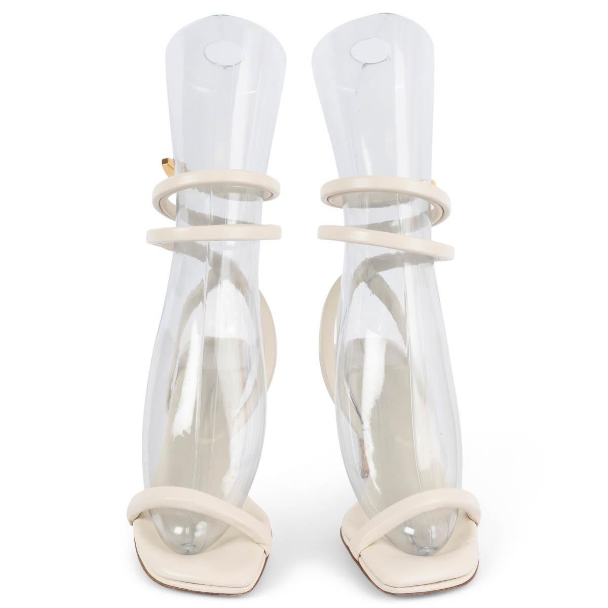 Beige BOTTEGA VENETA ivory leather SPIRAL Ankle Strap Sandals Shoes 36 For Sale