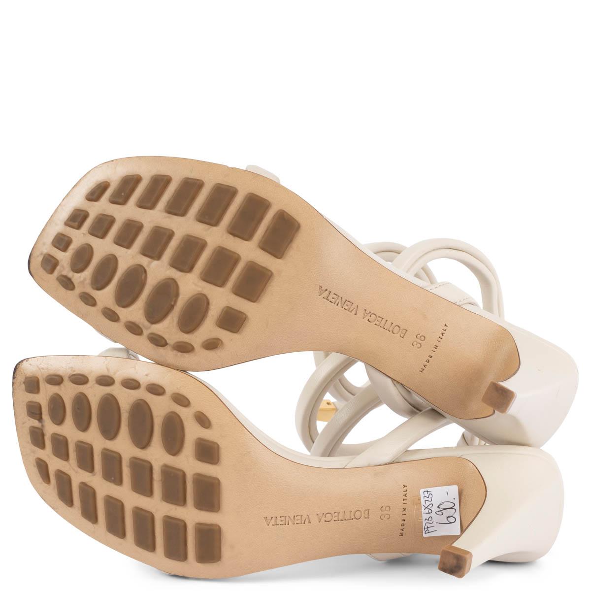 BOTTEGA VENETA ivory leather SPIRAL Ankle Strap Sandals Shoes 36 For Sale 2