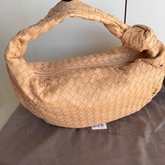 Bottega Veneta Jodie Classic Large Almond Beige Lambskin Leather Clutch Bag