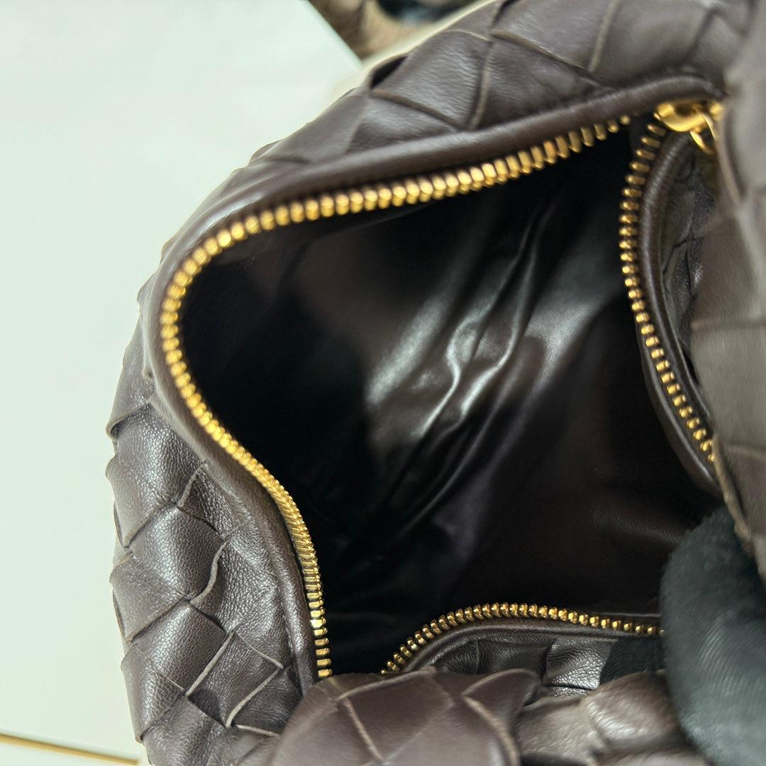 Bottega Veneta Jodie Mini Fondant Dark Chocolate Brown Lambskin Leather Clutch 8