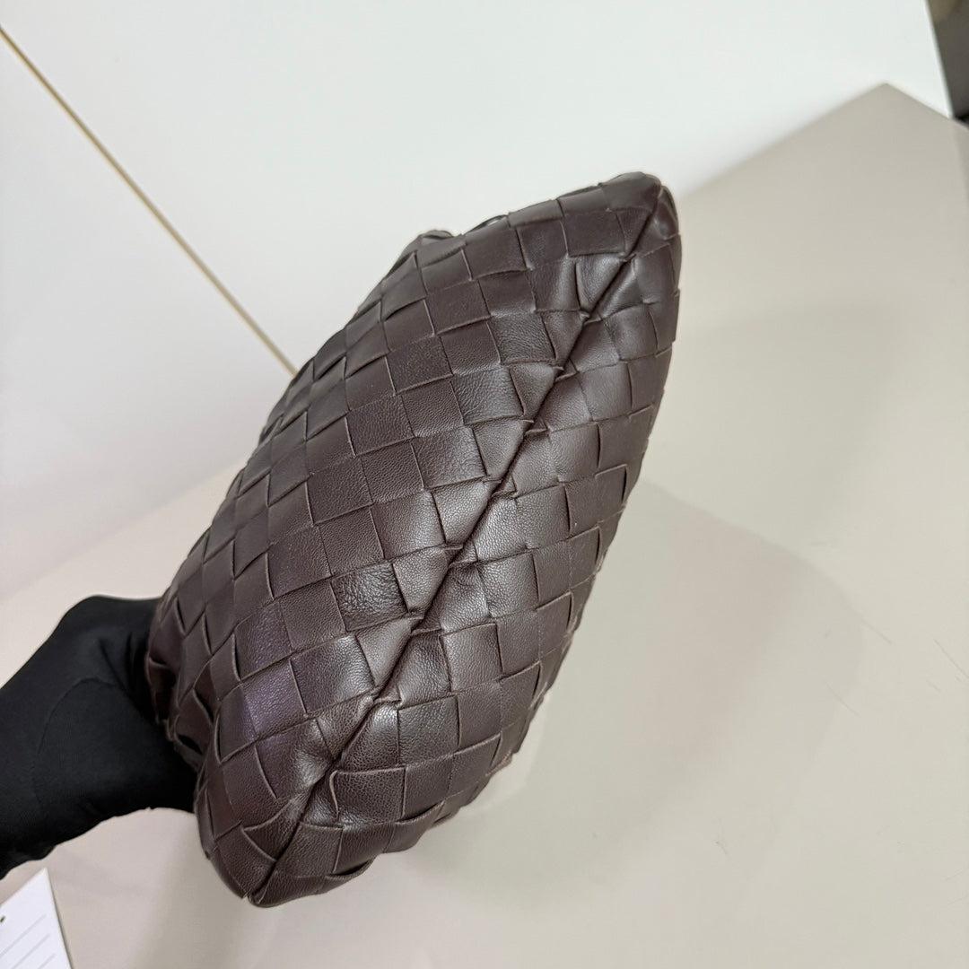 Black Bottega Veneta Jodie Mini Fondant Dark Chocolate Brown Lambskin Leather Clutch