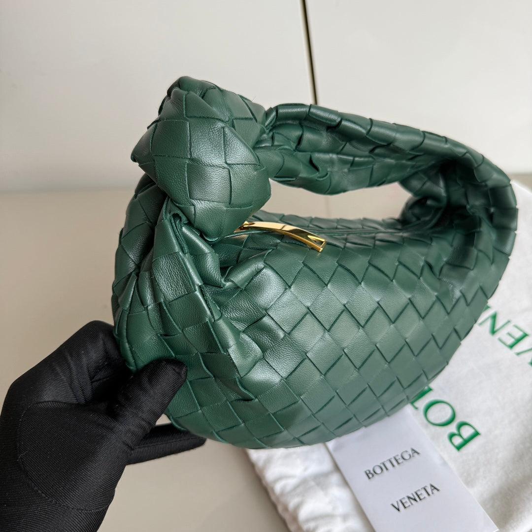 Bottega Veneta Jodie Mini Forest Green Lambskin Leather Clutch Bag Never Worn 9