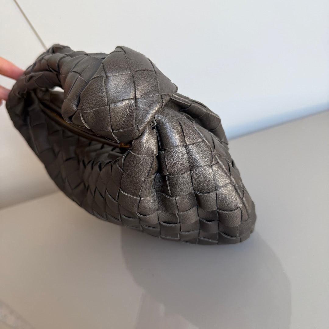 Women's Bottega Veneta Jodie Mini Grey Leather Gold Hardware