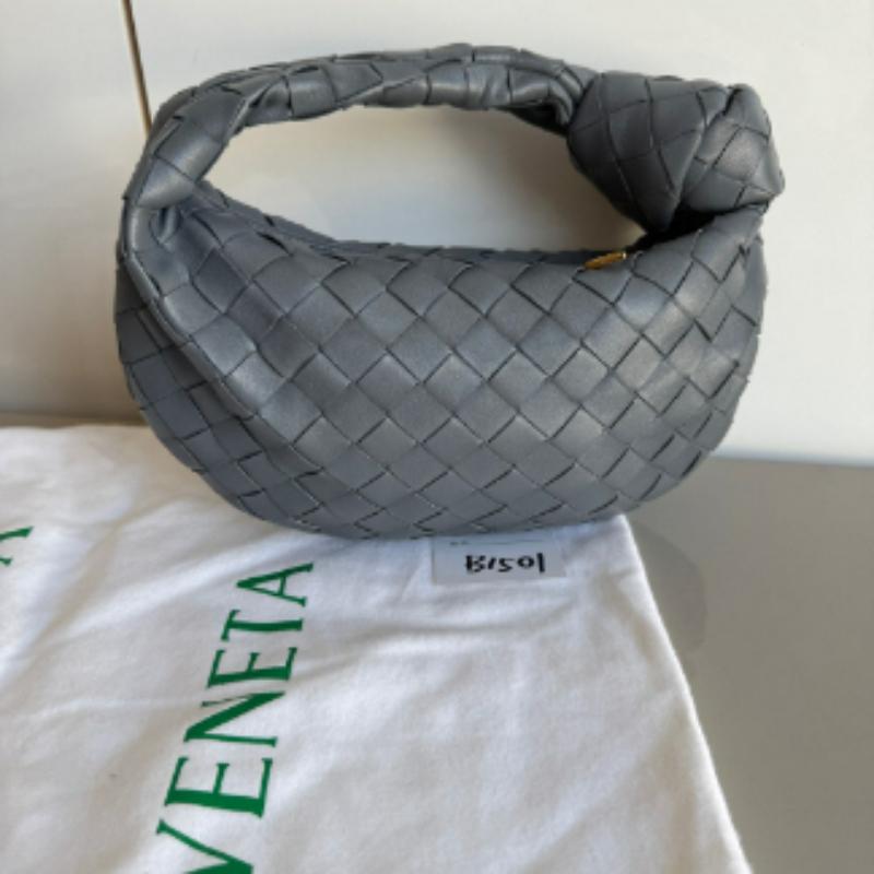 Gray Bottega Veneta Jodie Mini Lightning Grey Lambskin Leather Clutch Bag