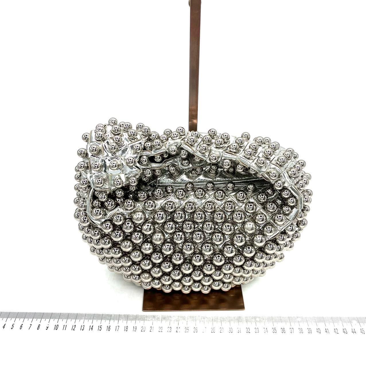 Black Bottega Veneta Jodie Mini Silver Leather Metallic Studded Rare For Sale