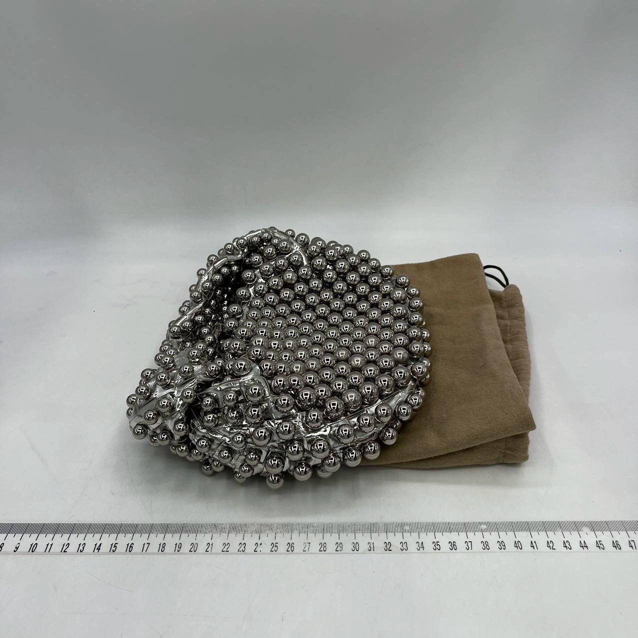 Bottega Veneta Jodie Mini Silver Leather Metallic Studded Rare For Sale 1