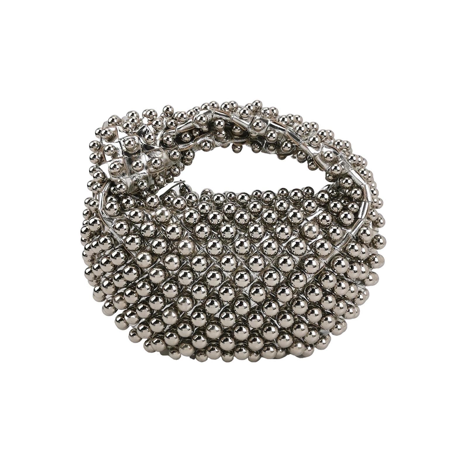 Bottega Veneta JodI Mini Argento Pelle Metallizzata Borchie Rare