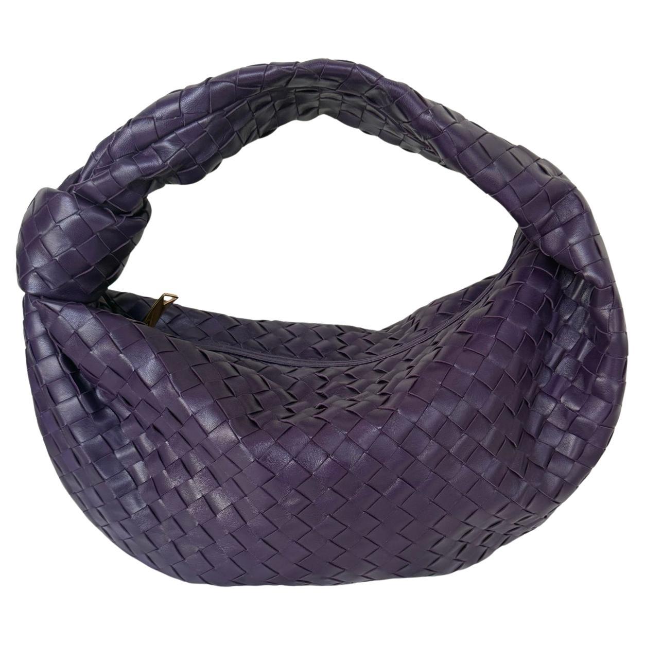 Bottega Veneta Jodie Small Purple Intrecciato Leather Gold Hardware For Sale