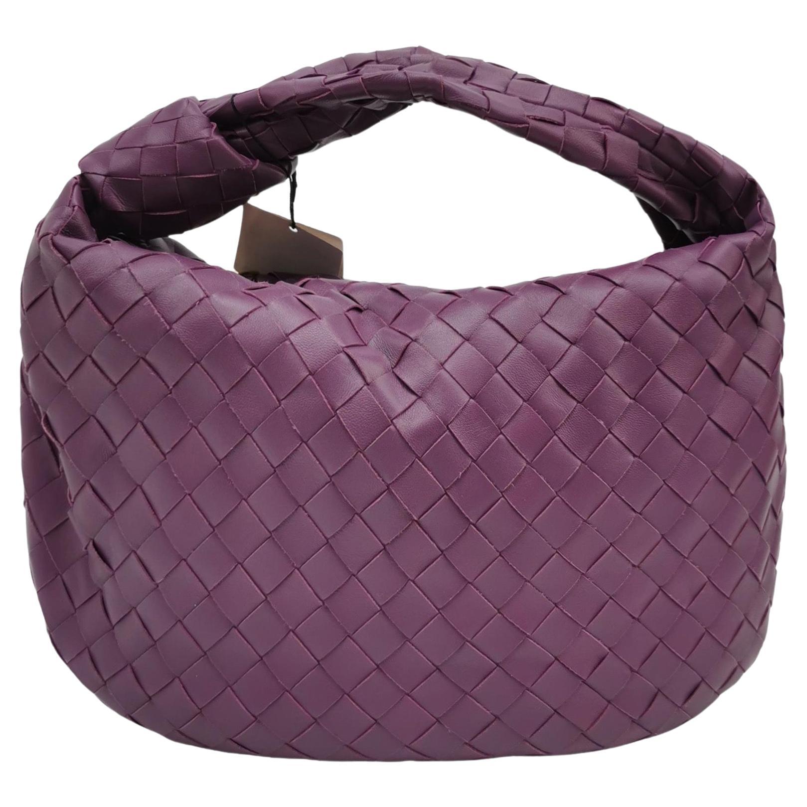 Bottega Veneta Jodie Small Purple Intrecciato Leather Gold Hardware For Sale