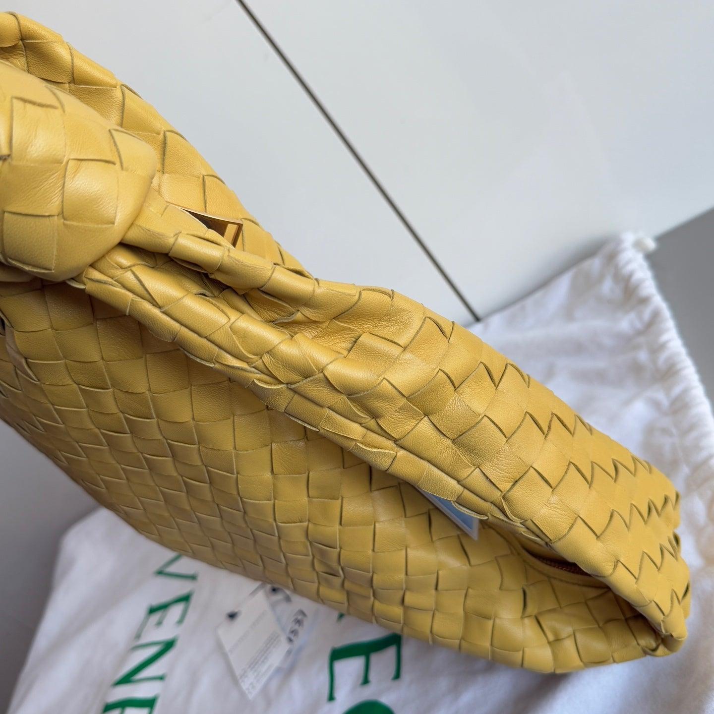 Bottega Veneta Jodie Small Yellow Lambskin Leather For Sale 9