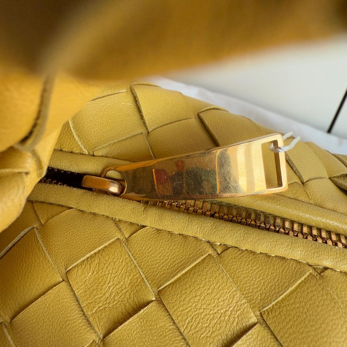Bottega Veneta Jodie Small Yellow Lambskin Leather For Sale 5