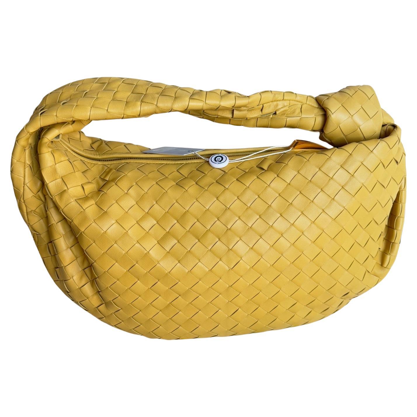 Bottega Veneta Jodie Small Yellow Lambskin Leather For Sale