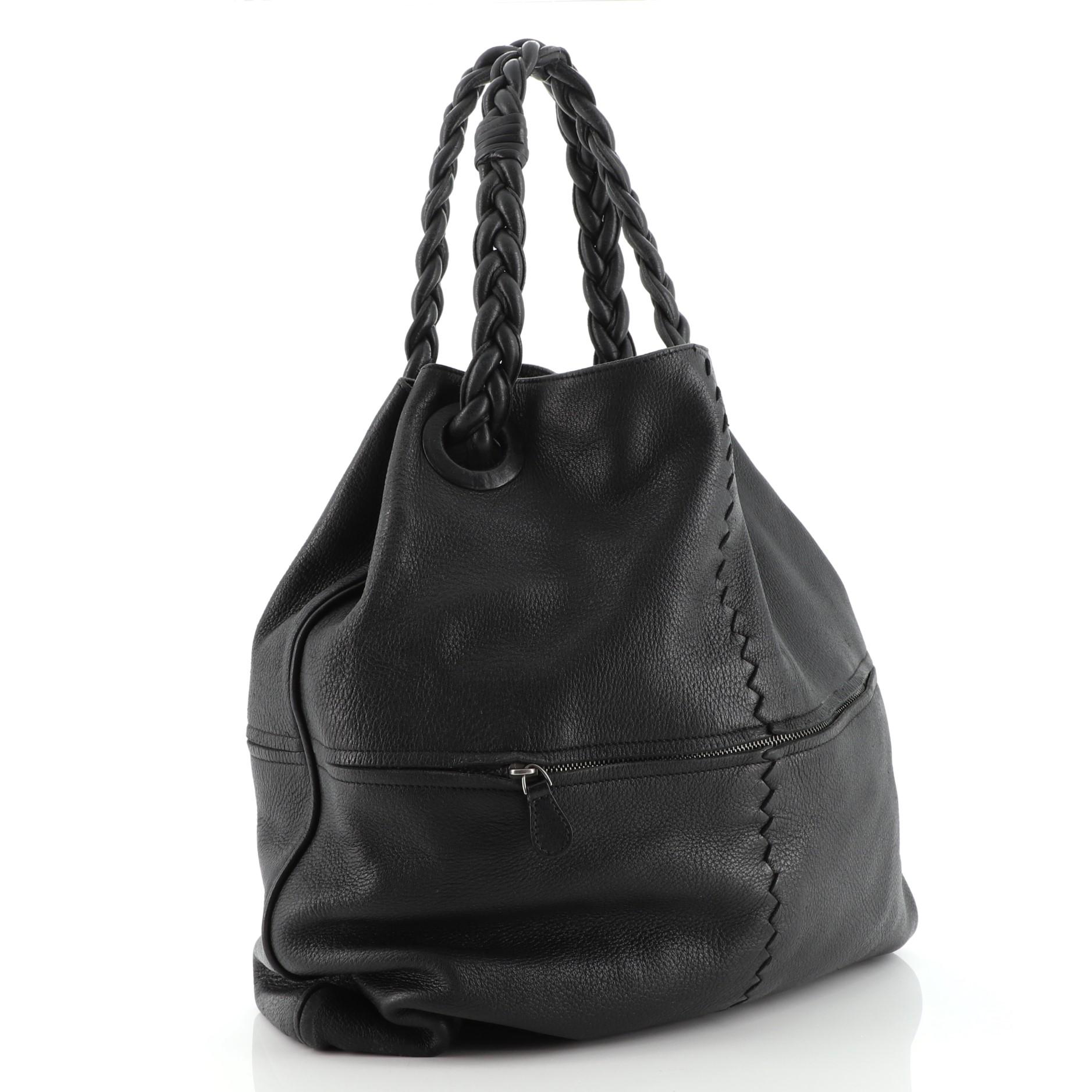 Bottega Veneta Julie Tote aus Leder, groß (Schwarz)