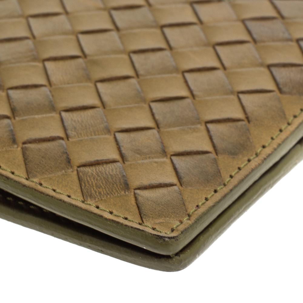 Bottega Veneta Khaki Green Intrecciato Leather Bi-Fold Wallet 1