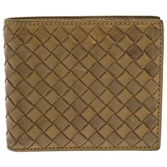 Bottega Veneta Khaki Green Intrecciato Leather Bi-Fold Wallet