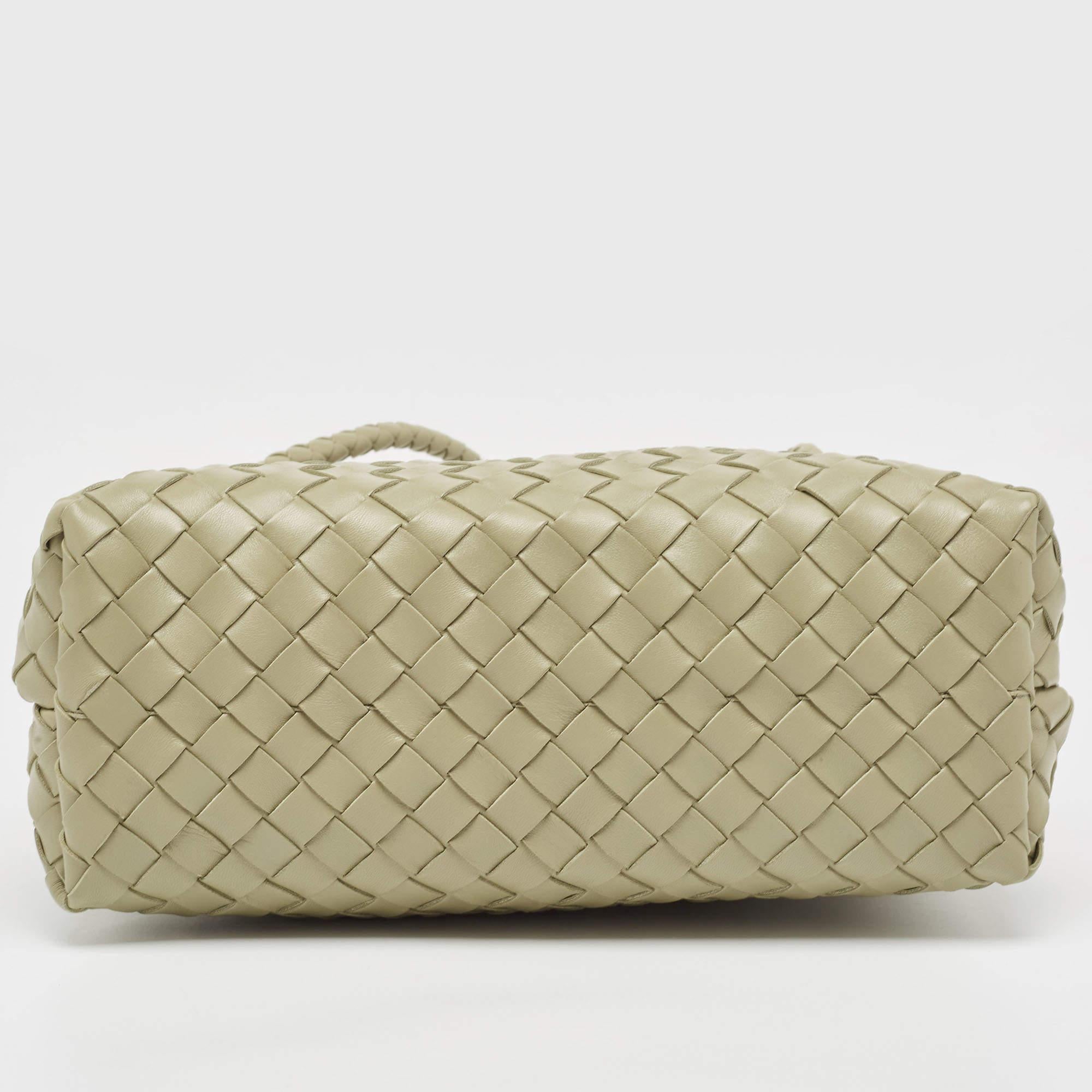 Bottega Veneta Khaki Green Intrecciato Leather Medium Andiamo Top Handle Bag 5