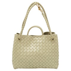 Bottega Veneta Khaki Green Intrecciato Leather Medium Andiamo Top Handle Bag