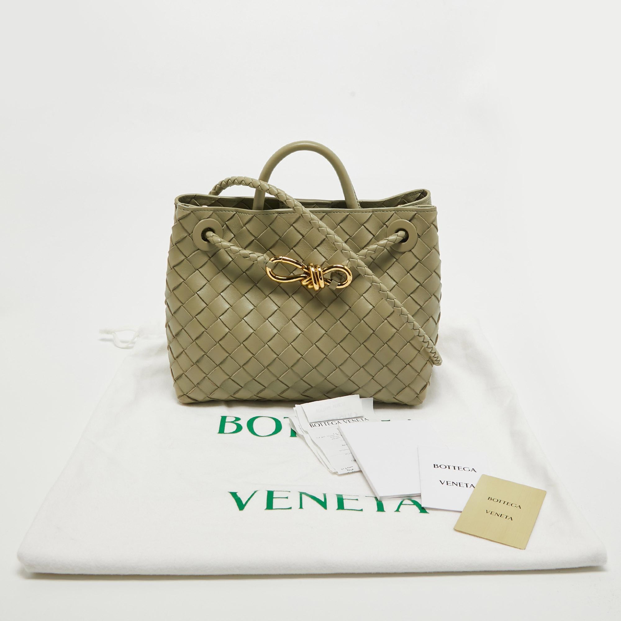 Bottega Veneta Khaki Green Intrecciato Leather Small Andiamo Top Handle Bag 7