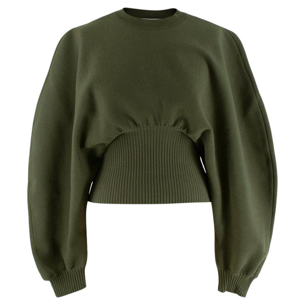 Bottega Veneta Khaki Stretch-Knit Batwing Sweater - US 4