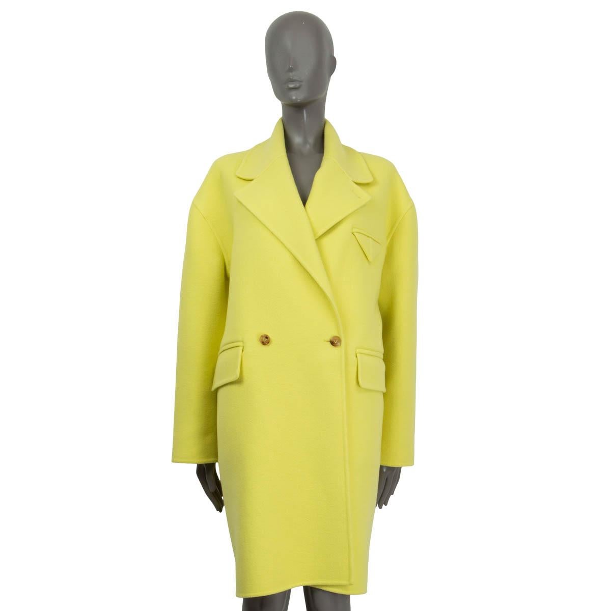 BOTTEGA VENETA Kiwi gelber Kaschmir 2022 OVERSIZED Mantel Jacke 36 XXS (Gelb) im Angebot