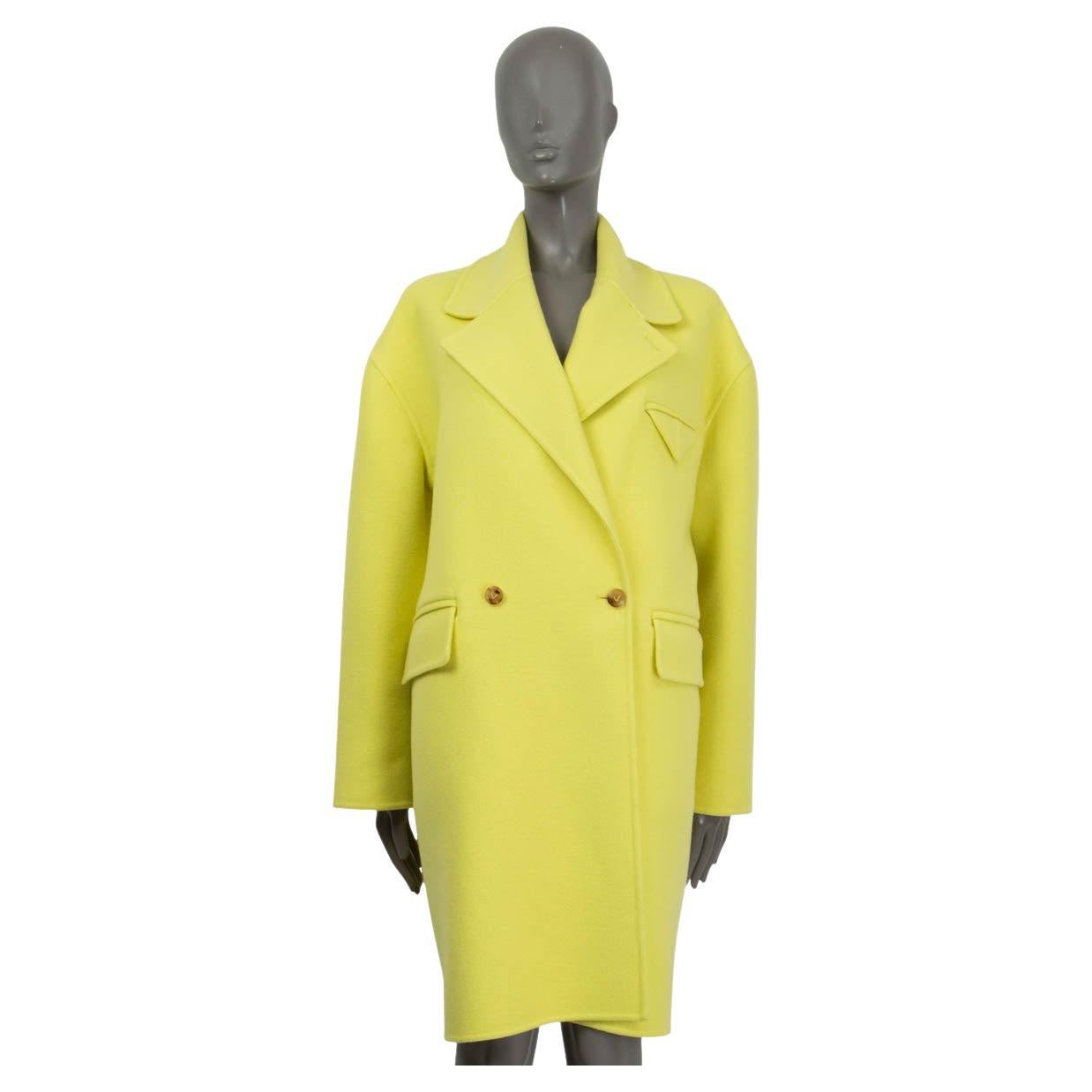 BOTTEGA VENETA Kiwi yellow cashmere 2022 OVERSIZED Coat Jacket 36 XXS