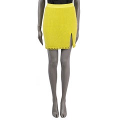BOTTEGA VENETA Kiwi yellow wool 2022 CHAIN TRIM KNIT MINI Skirt S