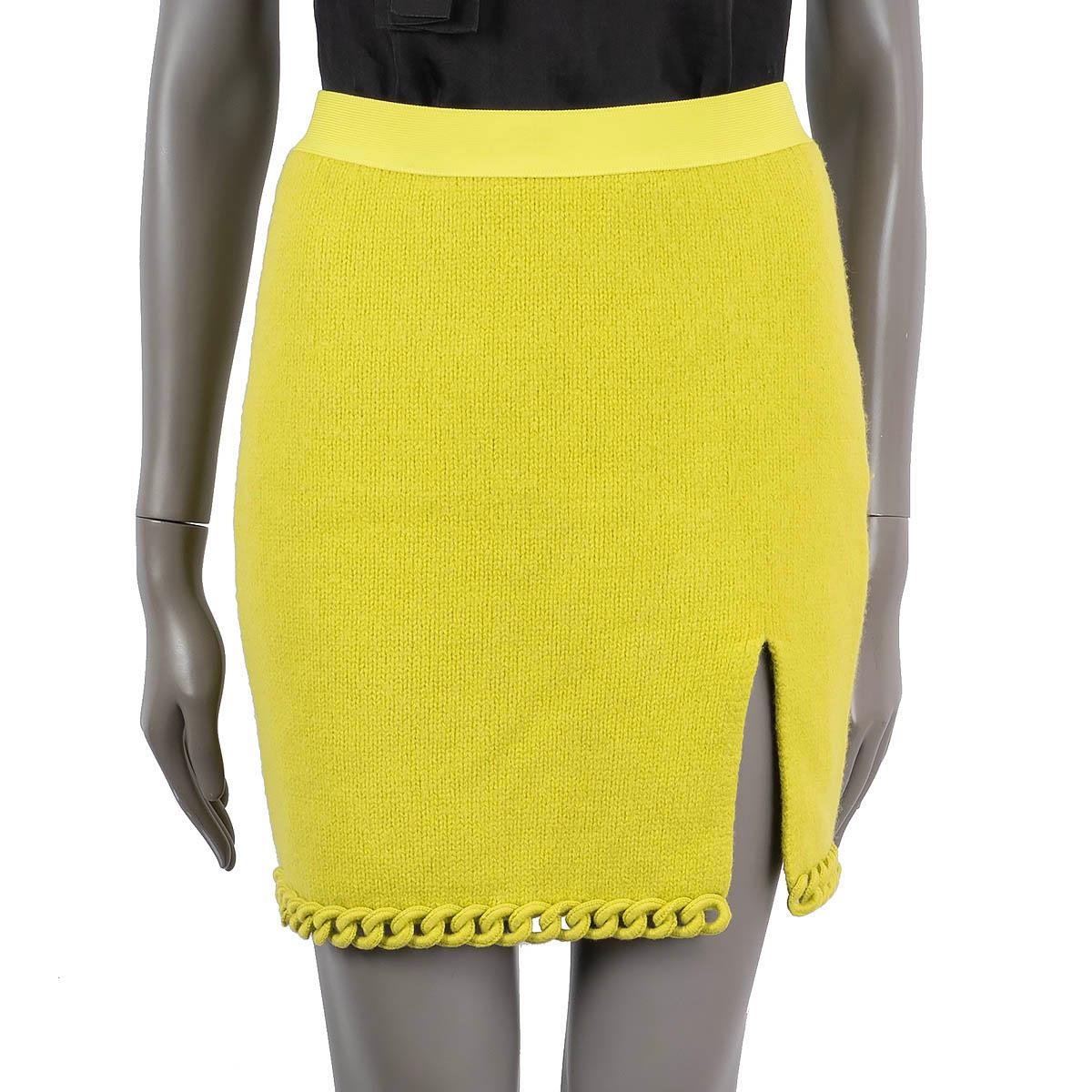 Yellow BOTTEGA VENETA Kiwi yellow wool 2022 CHAIN TRIM KNIT MINI Skirt S For Sale