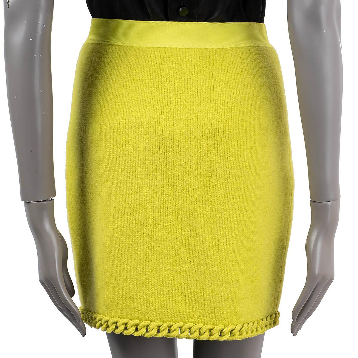 BOTTEGA VENETA Kiwi yellow wool 2022 CHAIN TRIM KNIT MINI Skirt S For Sale 1
