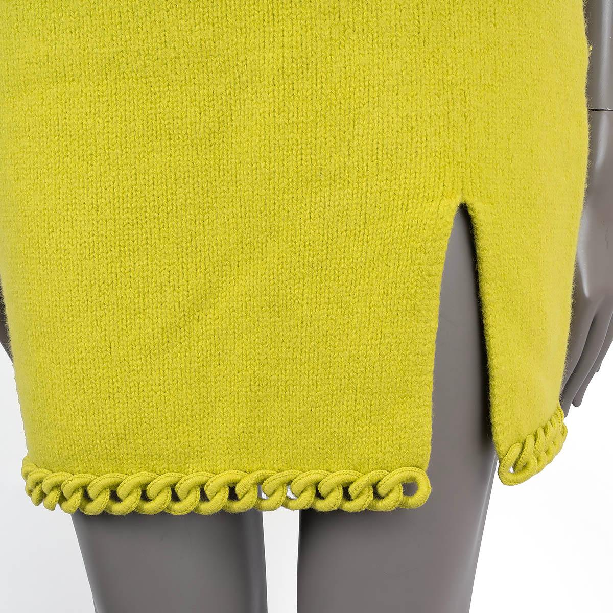 BOTTEGA VENETA Kiwi yellow wool 2022 CHAIN TRIM KNIT MINI Skirt S For Sale 2
