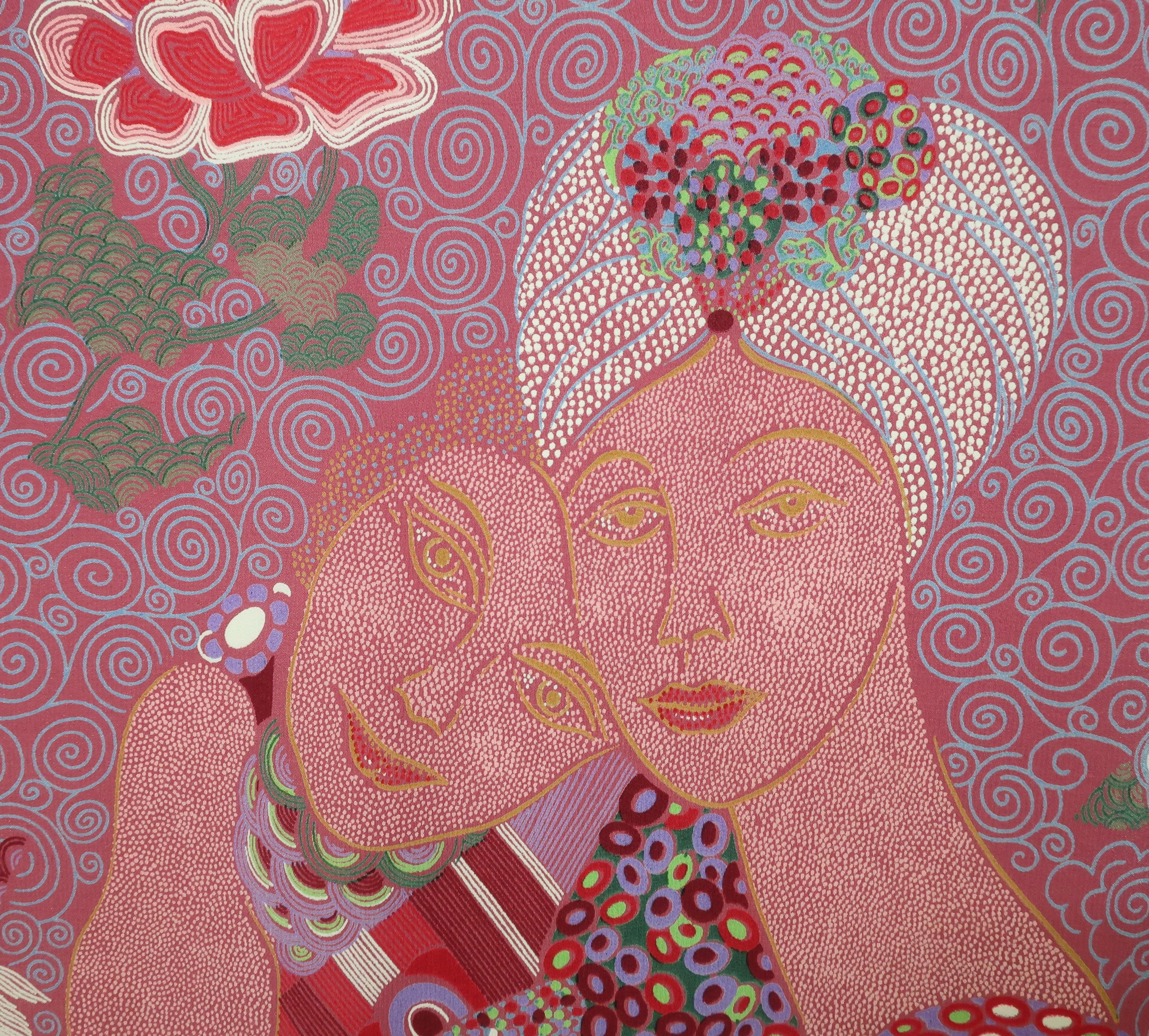 Klimt-inspirierter Seidenschal von Bottega Veneta (Pink)