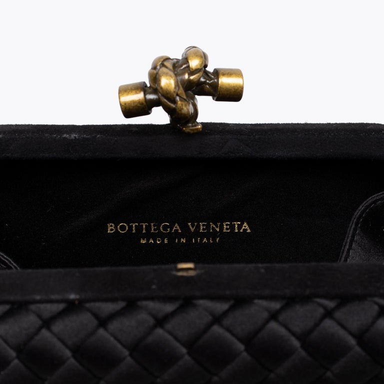 Bottega Veneta Black Leather Metal Cage Knot Clutch