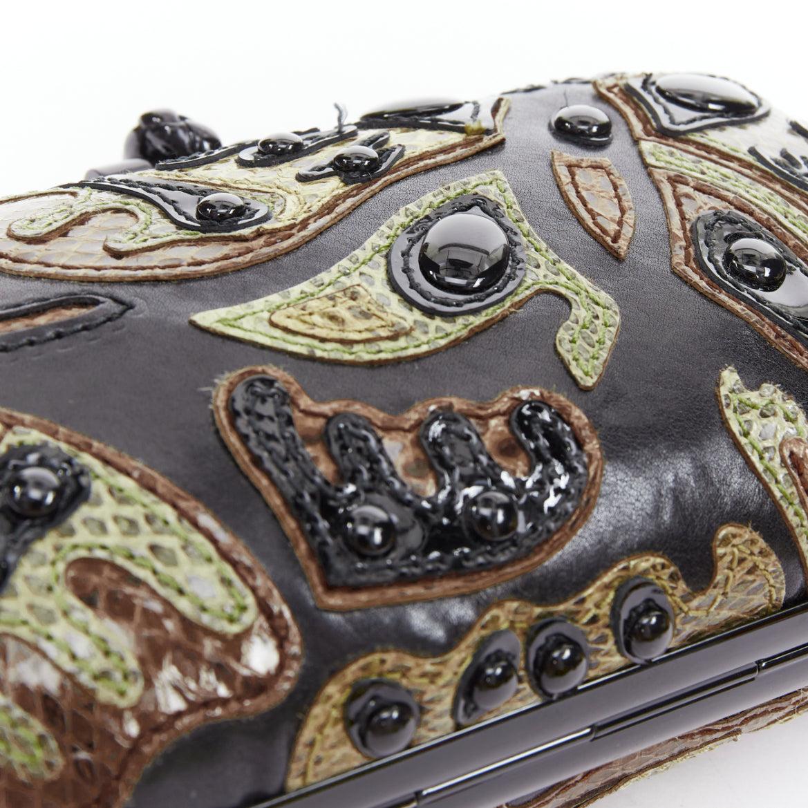 BOTTEGA VENETA Knot Limited Edition scaled leather applique bead box clutch For Sale 2