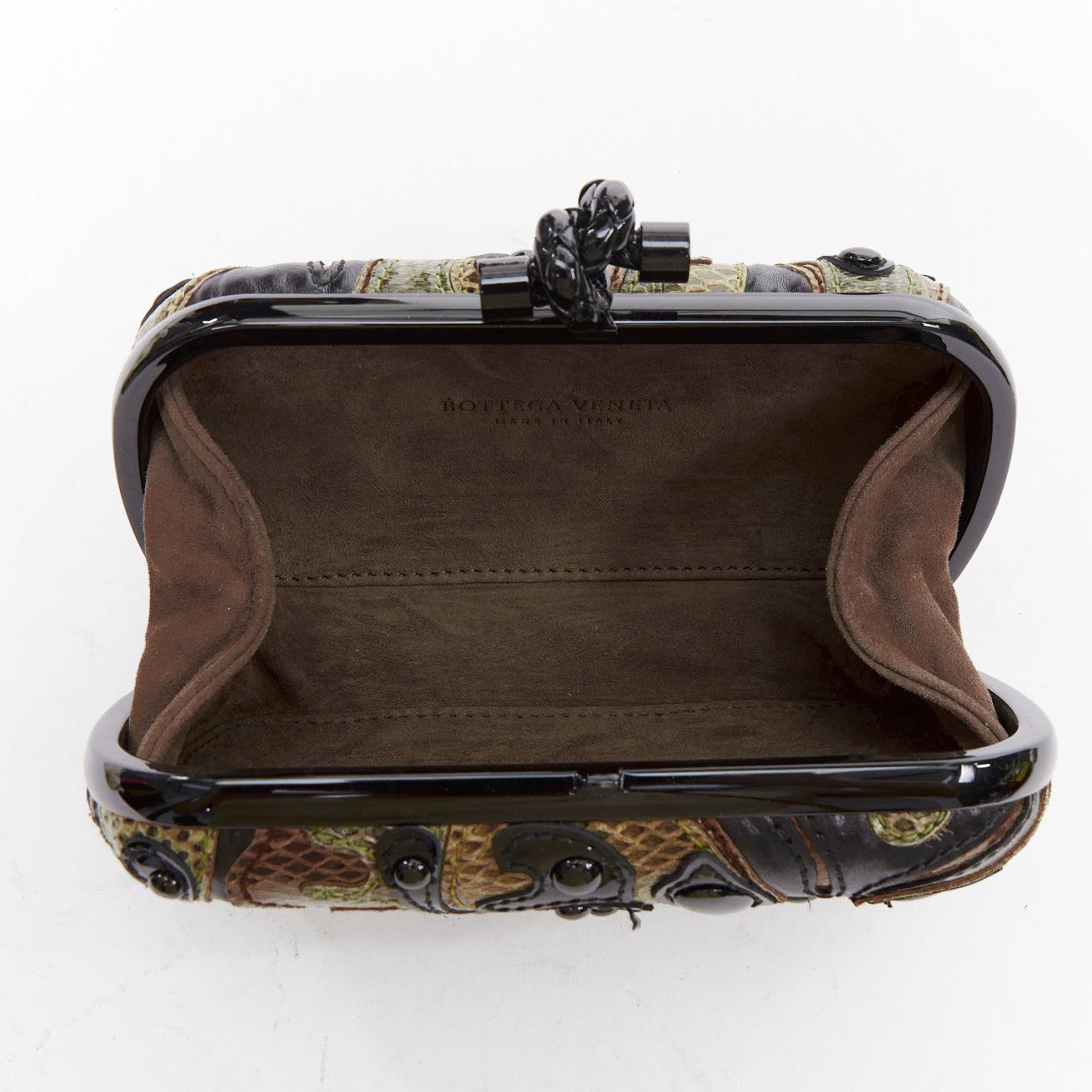 BOTTEGA VENETA Knot Limited Edition scaled leather applique bead box clutch For Sale 4