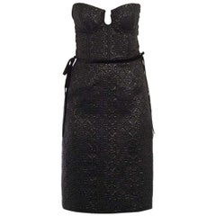 Bottega Veneta Vestido midi de seda con cordones y ribetes de terciopelo