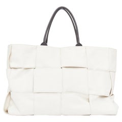 BOTTEGA VENETA Large Arco Intrecciato weave neutral leather handle tote bag
