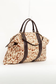 Bottega Veneta Large Tote Bag Animal Print Pony Hair Brown Intrecciato Leather