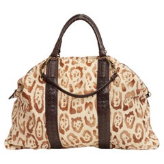 Bottega Veneta Large Tote Bag Animal Print Pony Hair Brown Intrecciato Leather